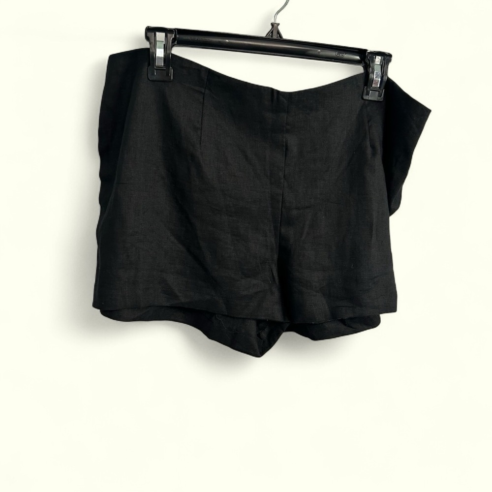 Maison Zoulias black linen minimalist preppy shorts Large